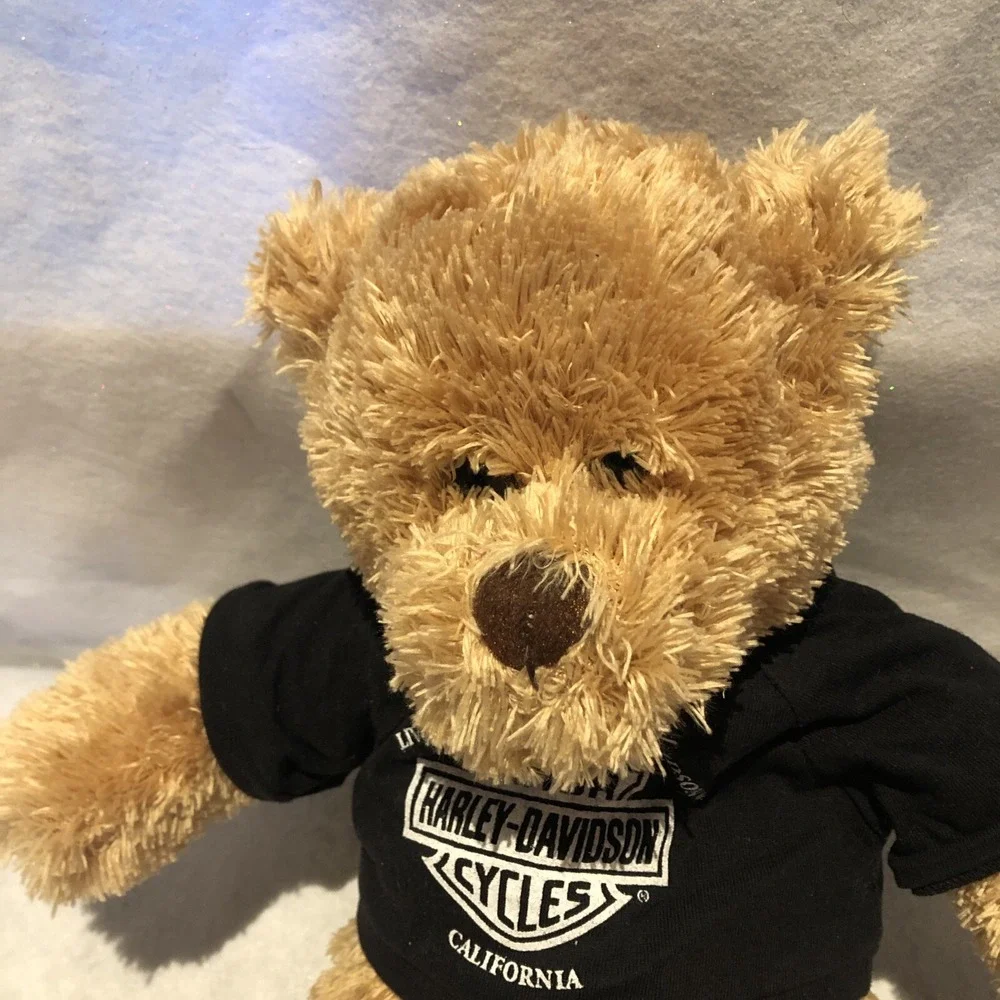 Harley Davidson Teddy Bear Plush Embroidered Foot Black Tshirt‎ 13